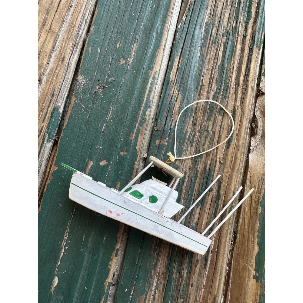 Vintage Wooden Fishing Boat Christmas Ornament Nautical Sport Fisherman 5 Inch - Picture 3 of 5